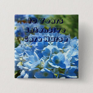 Badge Carré 5 Cm Nurse buttons Intensive Care Button Hydrangeas