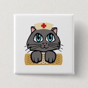 Badge Carré 5 Cm Nurse Kitten