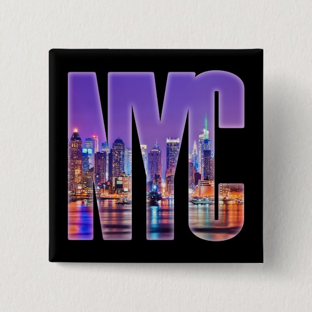 Badge Carré 5 Cm NYC Skyline (Light) (Devant)