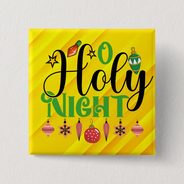 Badge Carré 5 Cm O Holy Night (Devant)