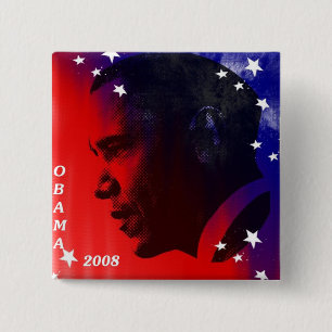 Badge Carré 5 Cm Obama 2008