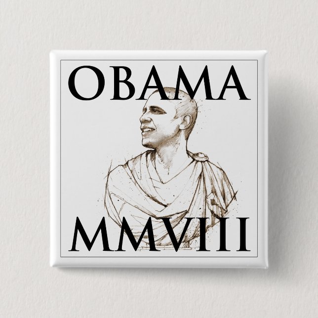 Badge Carré 5 Cm Obama 2008 (Devant)