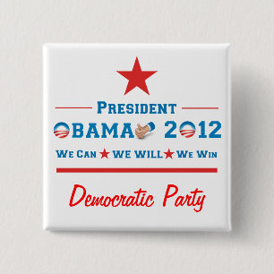 Badge Carré 5 Cm Obama 2012