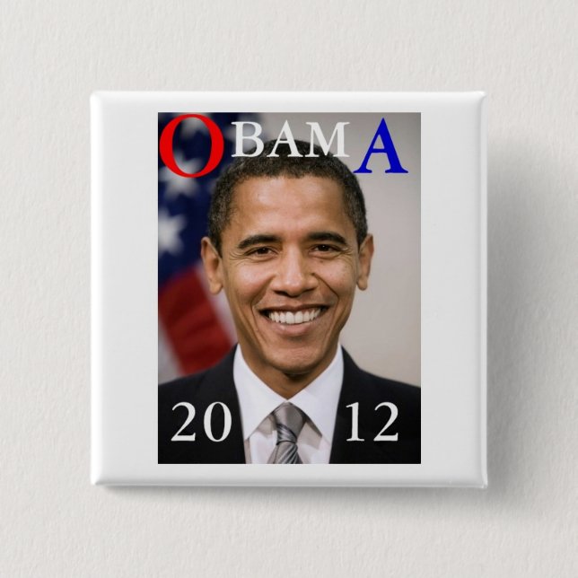 BADGE CARRÉ 5 CM OBAMA 2012 (Devant)