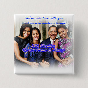 Badge Carré 5 Cm Obama, 45ème Président_Button