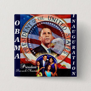 Badge Carré 5 Cm Obama, 45ème Président USA_ Bouton