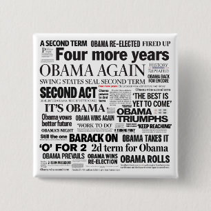 Badge Carré 5 Cm Obama a réélu le bouton de collage de titre