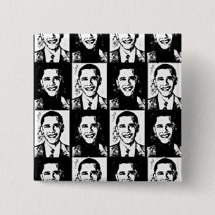 BADGE CARRÉ 5 CM OBAMA A UN GRAND VISAGE