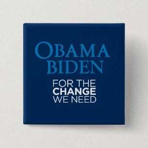 Badge Carré 5 Cm Obama Biden pour le changement nous avons besoin
