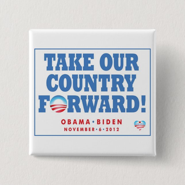 Badge Carré 5 Cm Obama-Biden TOCF et Pin de vote (Devant)