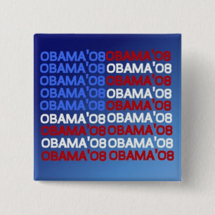 Badge Carré 5 Cm OBAMA ; Bouton carré de 08 DRAPEAUX