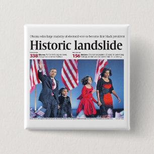 Badge Carré 5 Cm Obama : Bouton historique d'éboulement