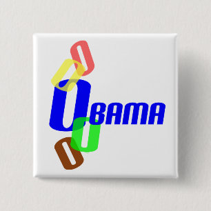 Badge Carré 5 Cm Obama en recouvrant O colore le bouton
