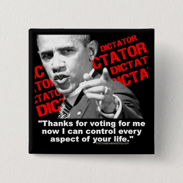 Badge Carré 5 Cm Obama le dictateur (Devant)