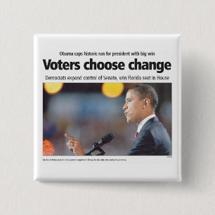 Badge Carré 5 Cm Obama : Les électeurs choisissent le bouton de