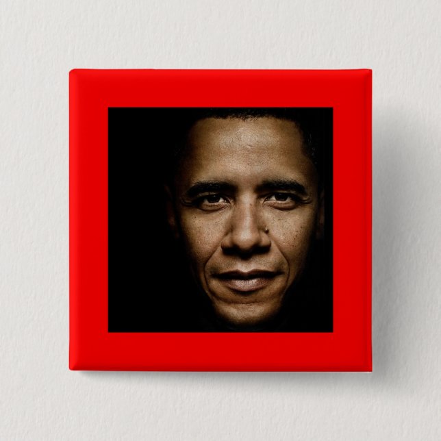 Badge Carré 5 Cm Obama-Noir (Devant)