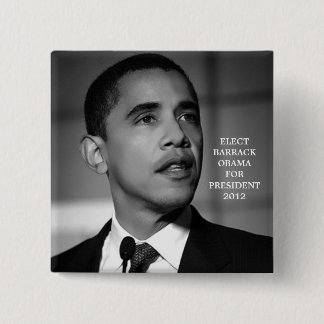 BADGE CARRÉ 5 CM OBAMA POUR LE PRÉSIDENT 2012 BOUTON