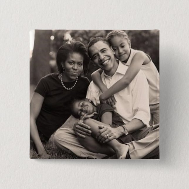 Badge Carré 5 Cm Obama-Première famille (Devant)