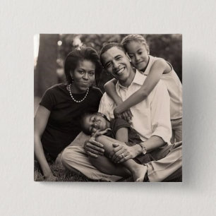 Badge Carré 5 Cm Obama-Première famille