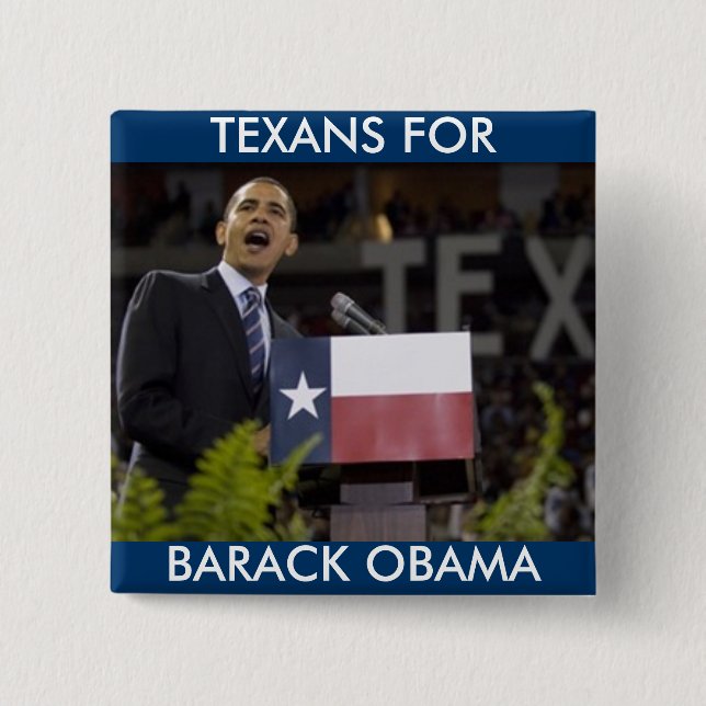 Badge Carré 5 Cm Obama_texas, BARACK OBAMA, TEXANS POUR (Devant)