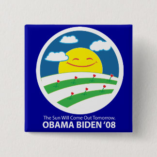 Badge Carré 5 Cm Obama, The Sun viendra bouton