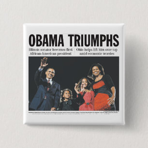 Badge Carré 5 Cm Obama triomphe bouton