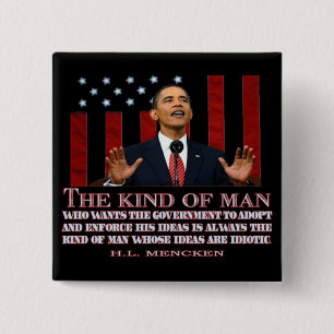 Badge Carré 5 Cm Obama un homme avec des idées idiotes
