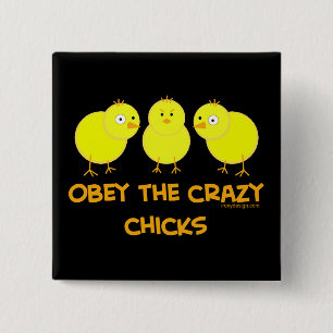 Badge Carré 5 Cm Obey L'Humour Des Fous Chicks