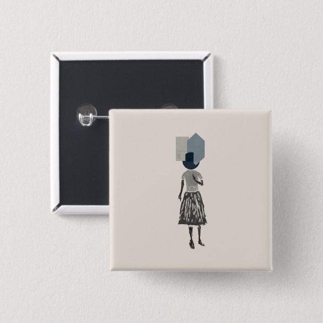 Badge Carré 5 Cm objet_14_une femme_1 (Devant & derrière)