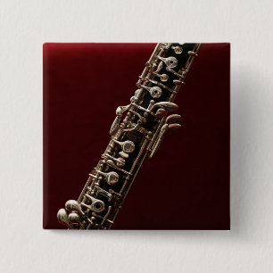 Badge Carré 5 Cm Oboe - instrument de musique à vent de bois à doub