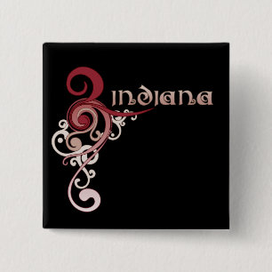 Badge Carré 5 Cm Obscurité bouclée rose de bouton de l'Indiana de