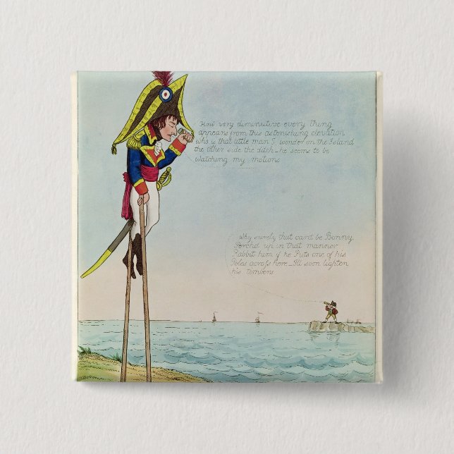 Badge Carré 5 Cm Observations sur des échasses (Devant)