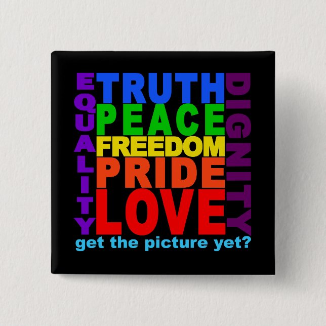 Badge Carré 5 Cm Obtenez l'image ? bouton (Devant)