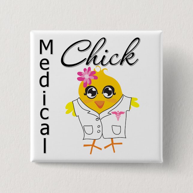Badge Carré 5 Cm Occupation Médicale de poussins (Devant)