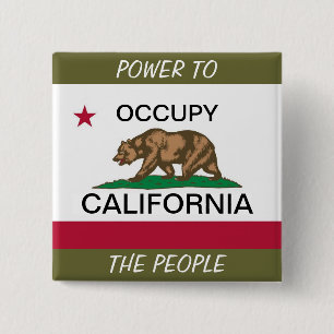 BADGE CARRÉ 5 CM OCCUPY CALIFORNIA POWER TO THE PEOPLE