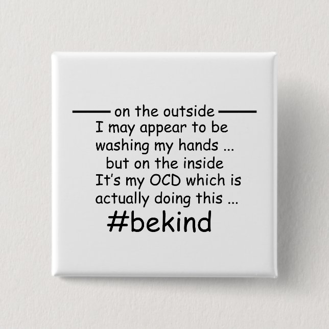 Badge Carré 5 Cm OCD - Sensibilisation Obsessionnelle Compulsive au (Devant)