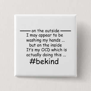 Badge Carré 5 Cm OCD - Sensibilisation Obsessionnelle Compulsive au
