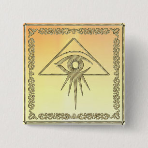 Badge Carré 5 Cm Oeil de Providence Goldtone