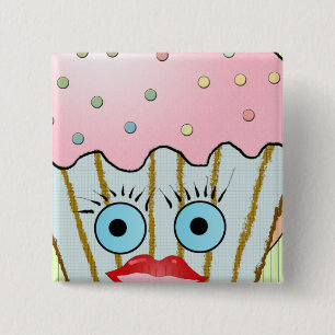 Badge Carré 5 Cm Oeil huit mignons de visage de motif