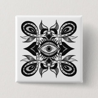 Badge Carré 5 Cm Oeil ornemental - Style de tatouage botanique Weir