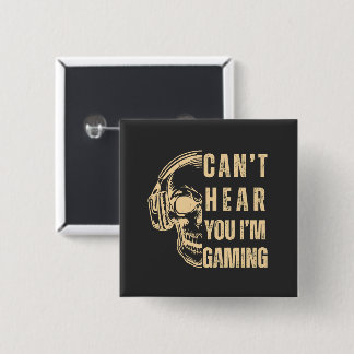 Badge Carré 5 Cm Œuvre d'art de crâne de joueur – Ne t'entends pas