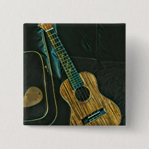 Badge Carré 5 Cm oeuvre d'art du joueur de guitare rock vintage