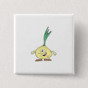 Badge Carré 5 Cm oignon de dessin animé heureux et idiot