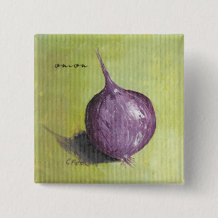 Badge Carré 5 Cm Oignon Violet Artistique sur Boutons Personnalisés