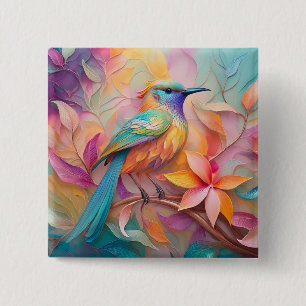 Badge Carré 5 Cm Oiseau-chanteur à gorge violette Imaginaire