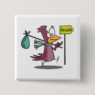 Badge Carré 5 Cm Oiseau de dessin animé migrant vers le sud en voya