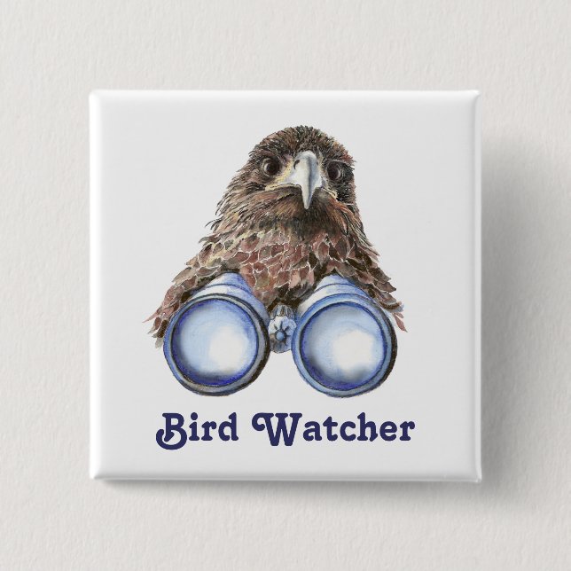 Badge Carré 5 Cm Oiseau Observation Vous Humour animal aquarelle (Devant)