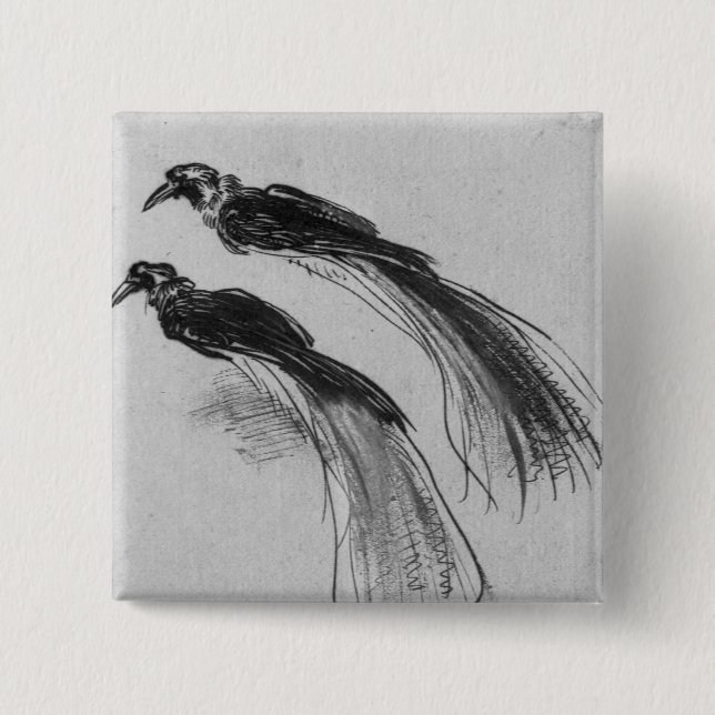 Badge Carré 5 Cm Oiseaux (Devant)
