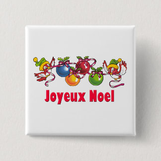Badge Carré 5 Cm Oiseaux français de Noël