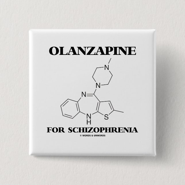 Badge Carré 5 Cm Olanzapine pour la schizophrénie (molécule (Devant)